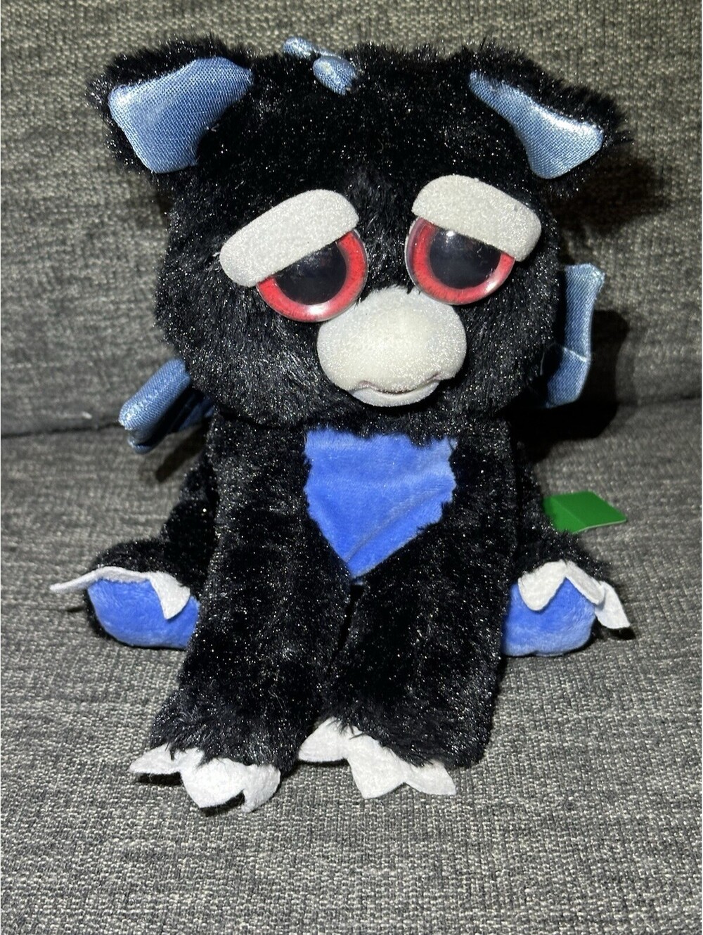 Rare Francisco Flamefart Feisty Pets Plush 9" Black Dragon Blue Game Stop